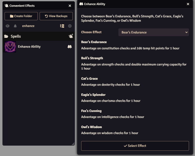 Nested Effects Dialog