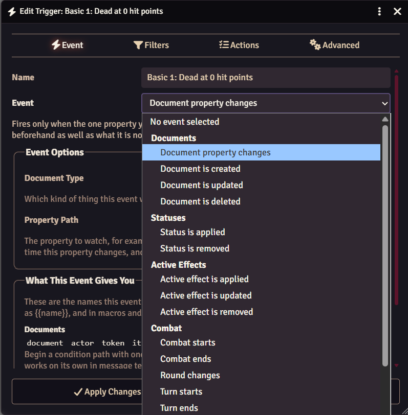 Event Tab